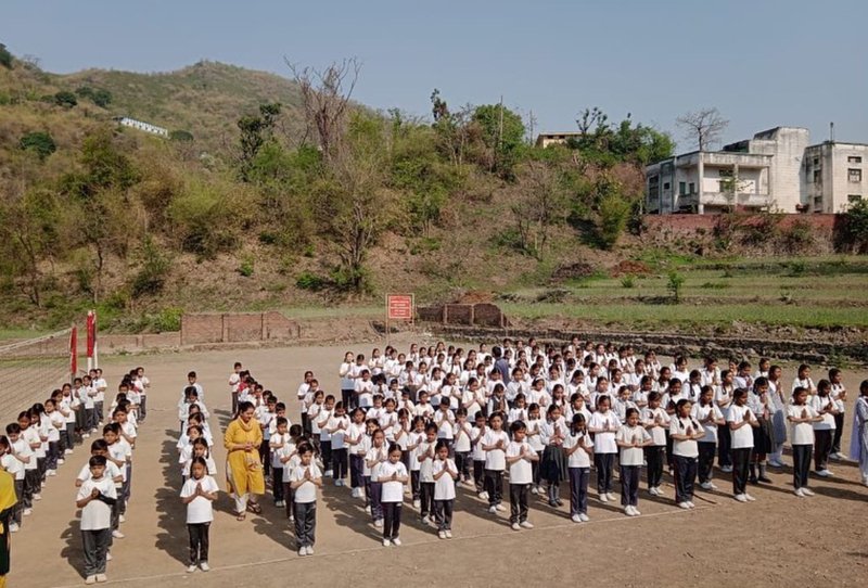 Morning assembly, girls' lines