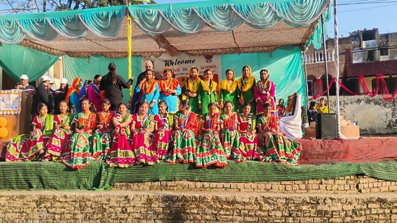 Students in traditional dress for a cultural performance